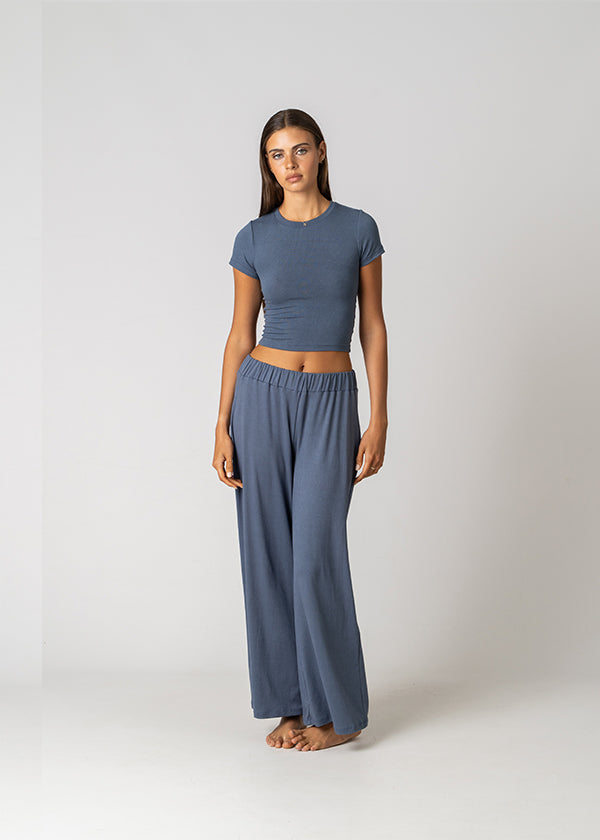 YOGA Pant in Steel Blue Bamboo