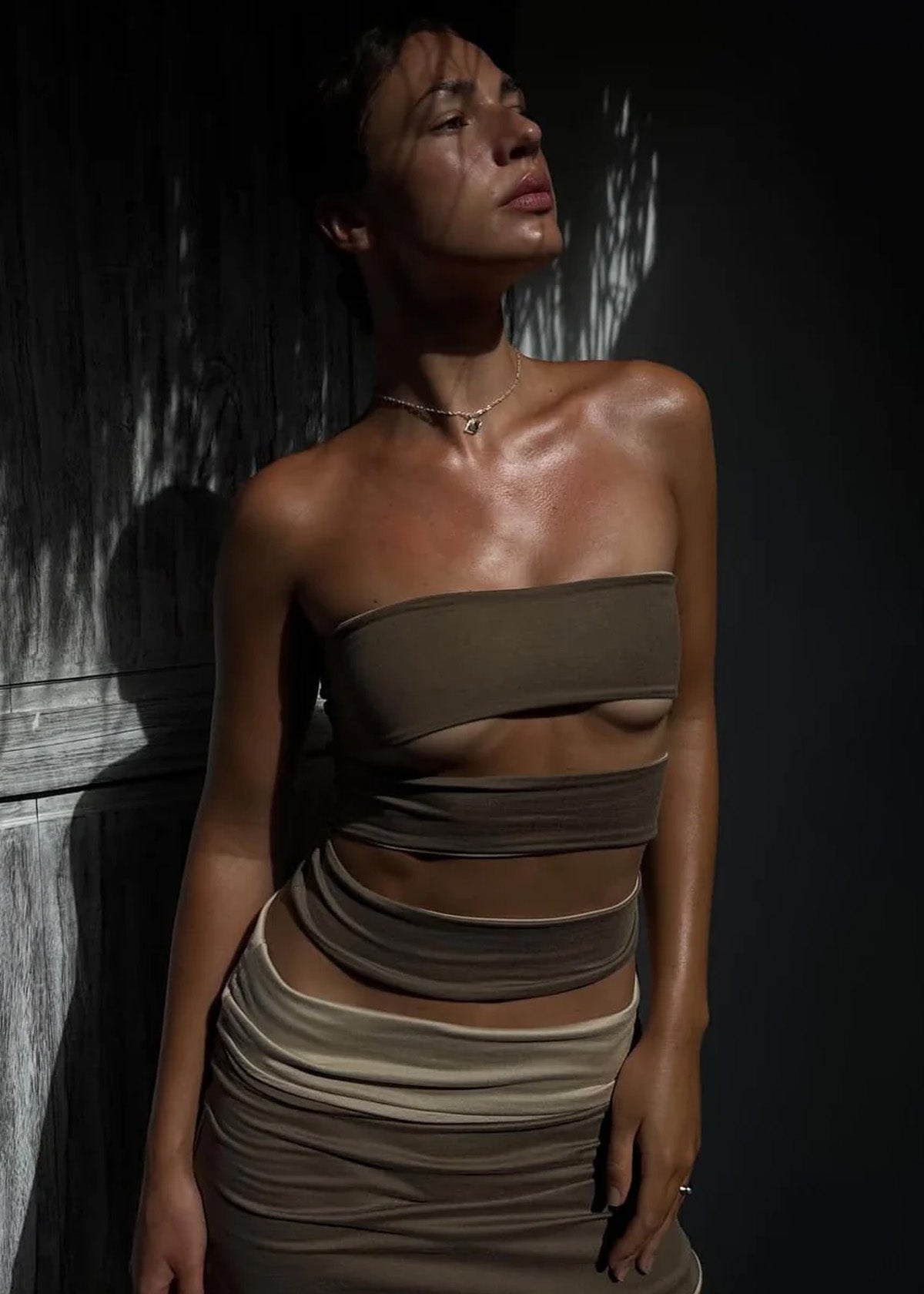 4 Way Reversible Bamboo CHANI Top in Brown & Tan Bamboo