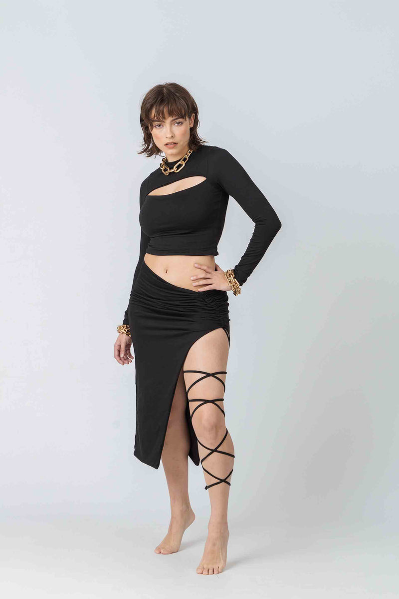 Venus Skirt in Black Bamboo