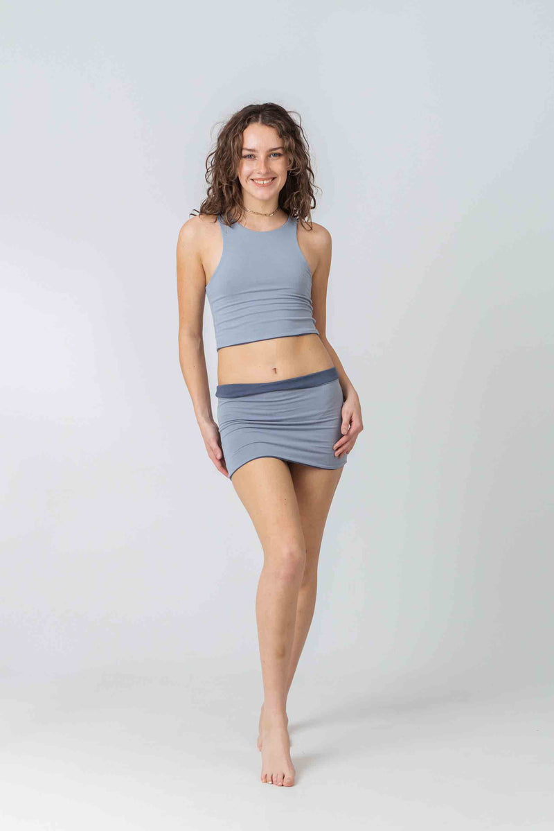 Reversible Crop in Dusty Blues Bamboo