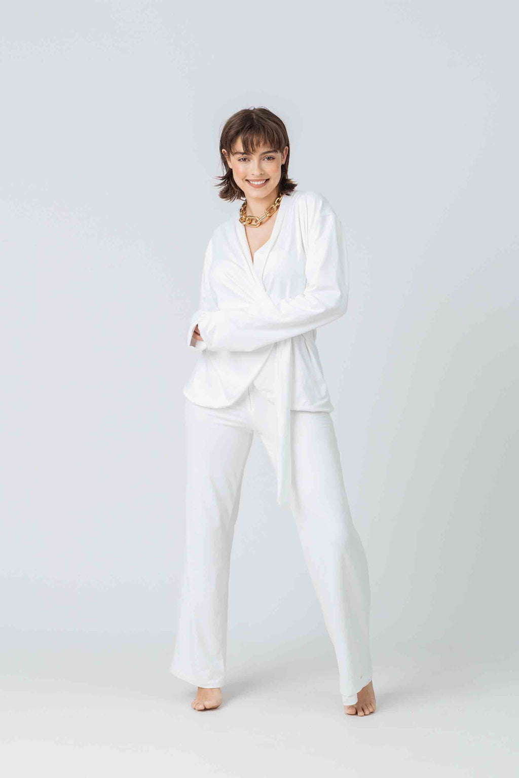 Halo Pant in White Bamboo