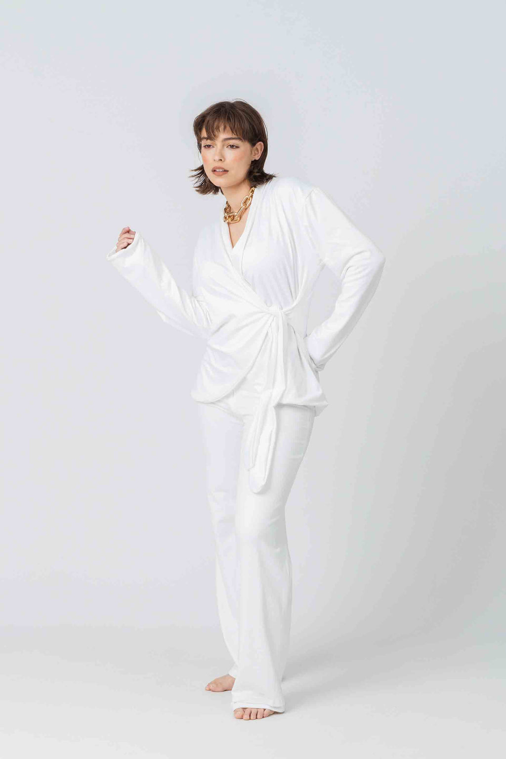 Serenity Wrap Top in White Bamboo