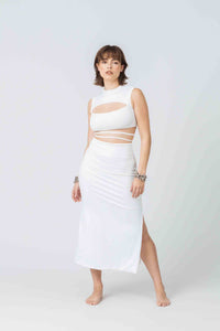 Odyssey Maxi Skirt in White Bamboo