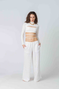 Hypothetical Pant in White Linen