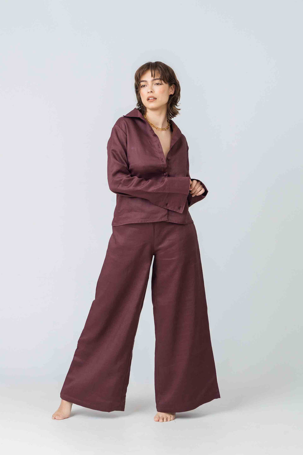 Elemental Long Sleeve in Plum Ramie