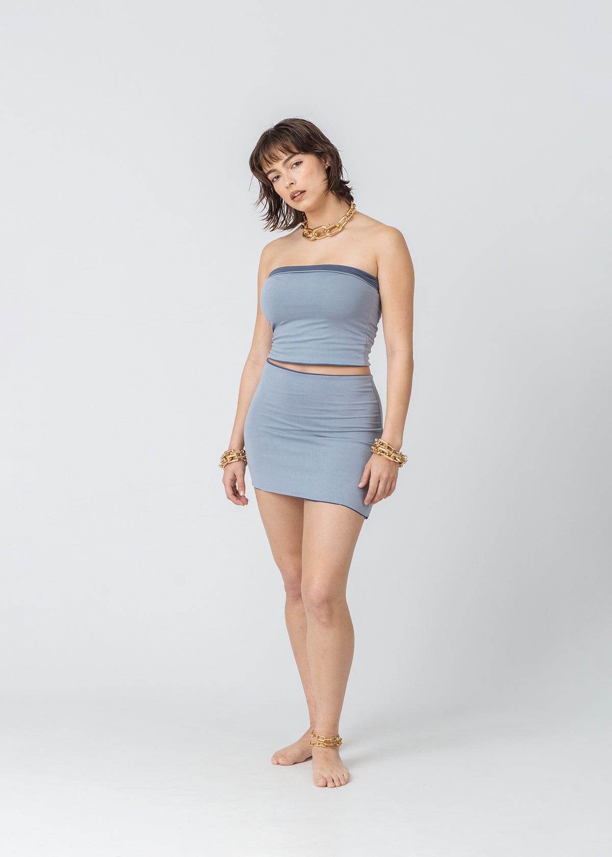 BOOBTUBE in Reversible Baby Blue & Steel Bamboo