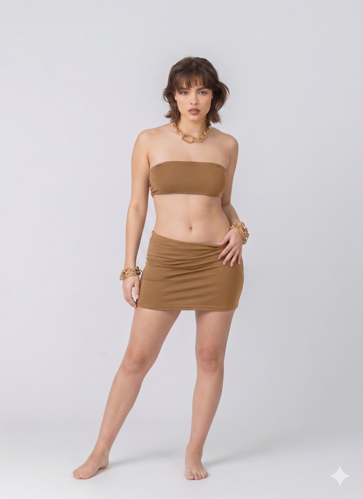 Collapsable Skort In Brown