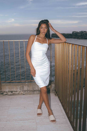 Santa Fe Dress in White Ramie