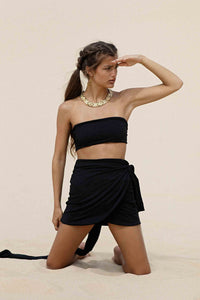 Quantum Mini Skirt in Black Bamboo