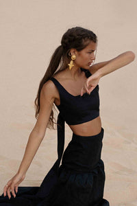 Tuluminati Skirt in Black Ramie