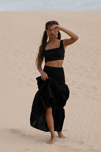 Tuluminati Skirt in Black Ramie