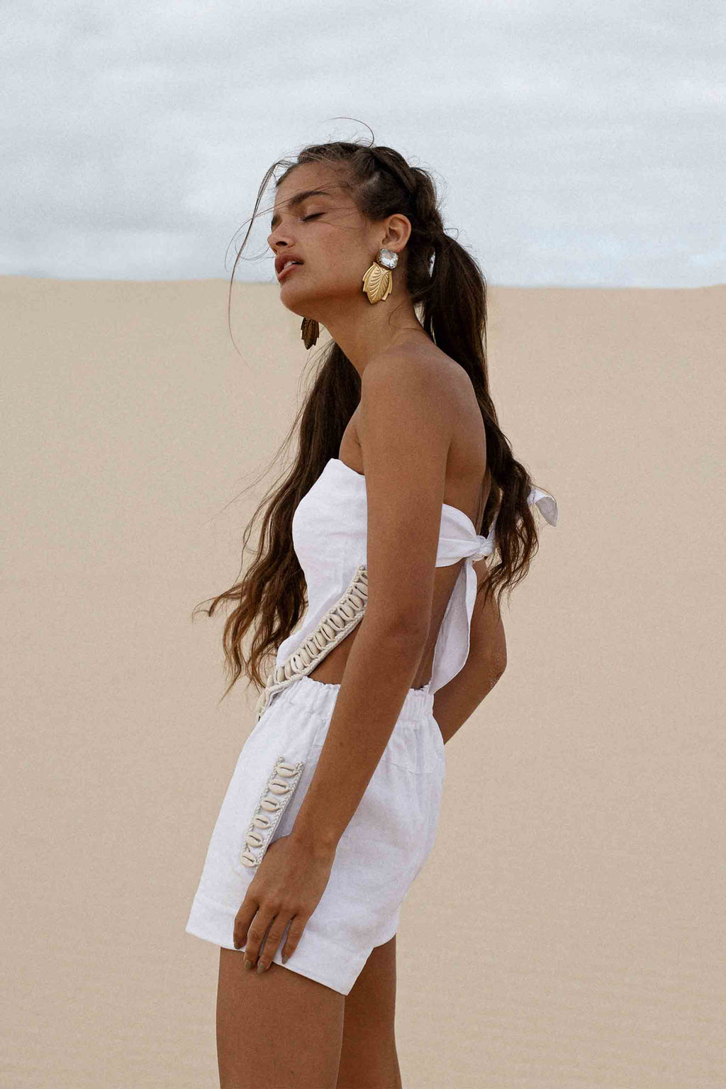 Siren Hanky Top in White Ramie