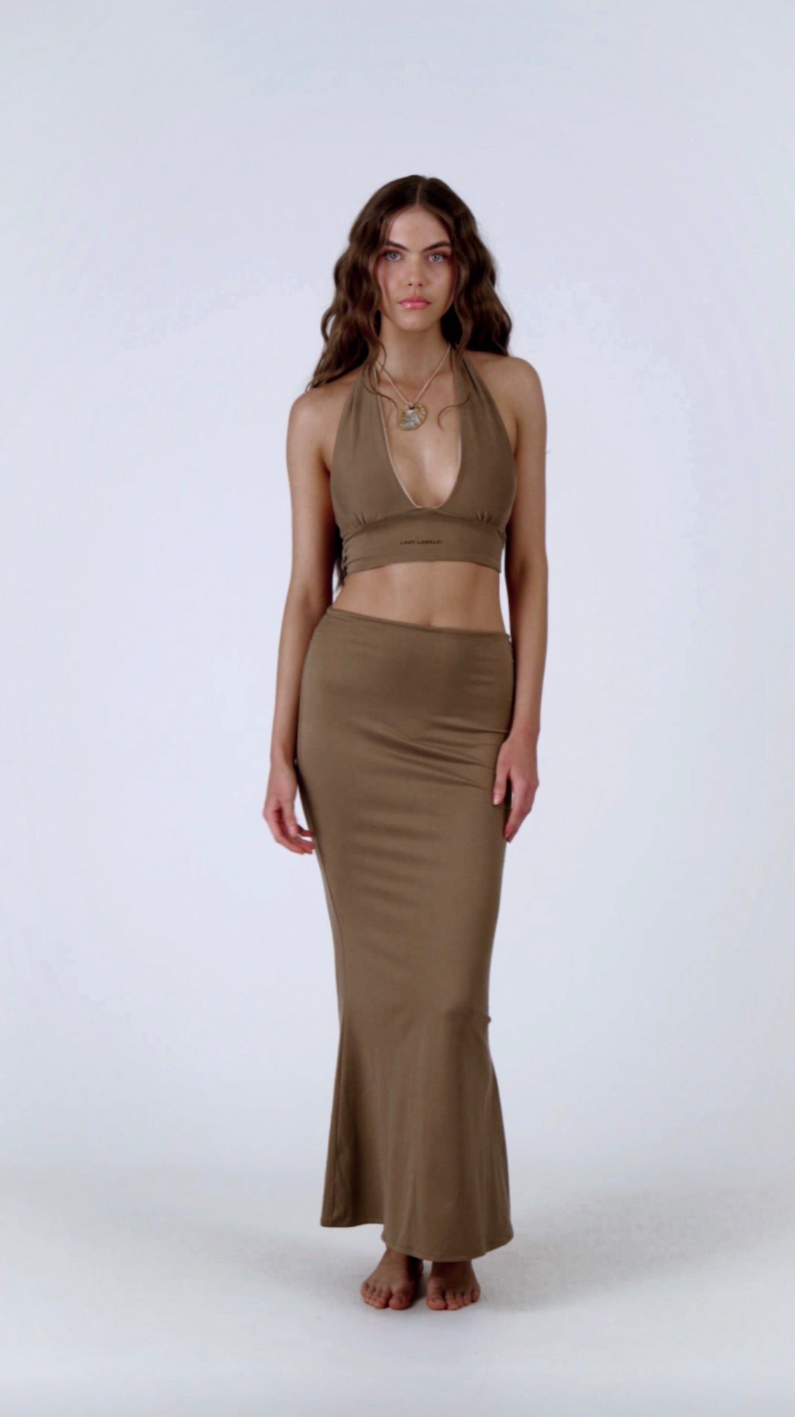 Bamboo Dune Maxi Skirt In Brown