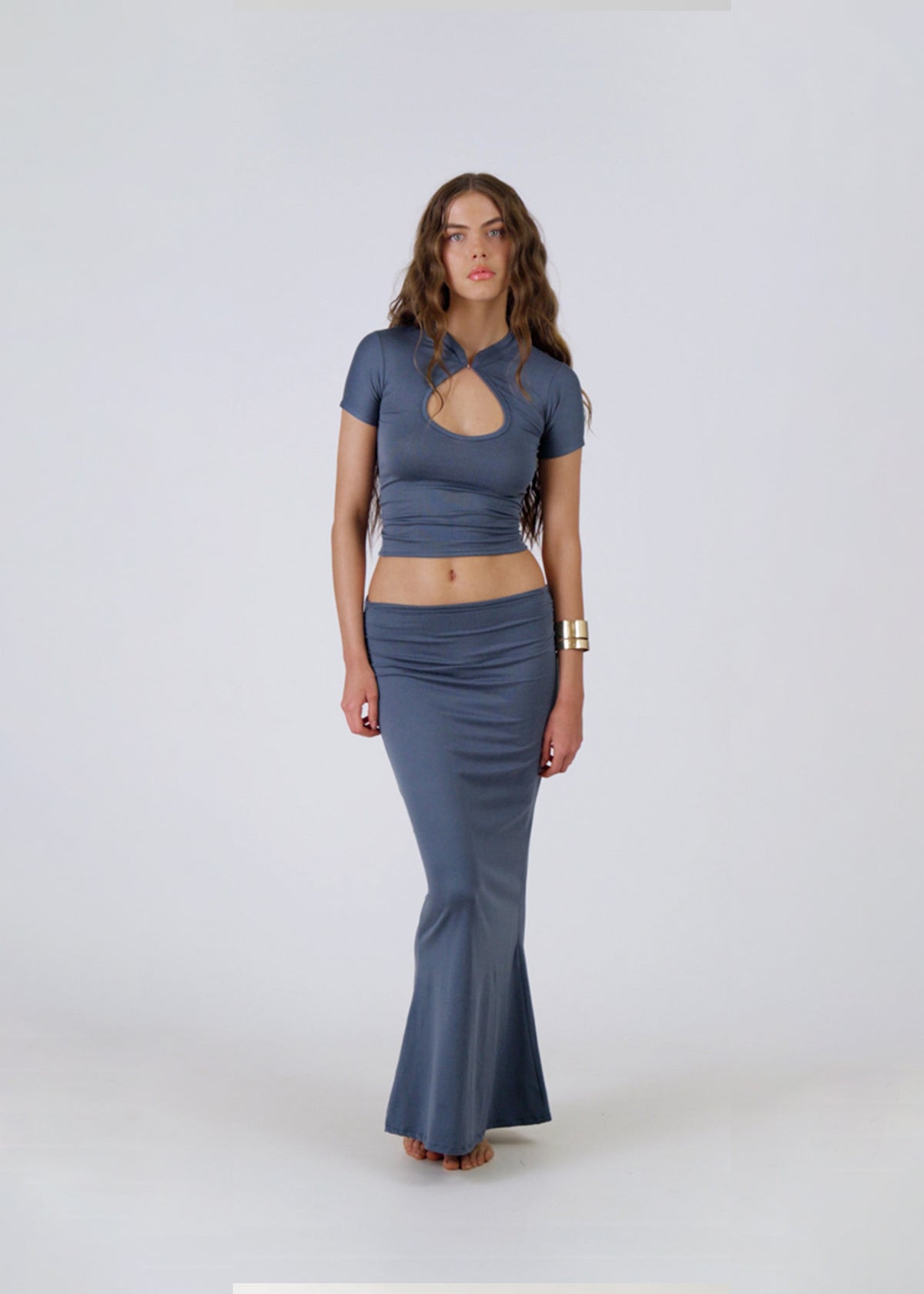 Bamboo HORIZON Top in Steel Blue