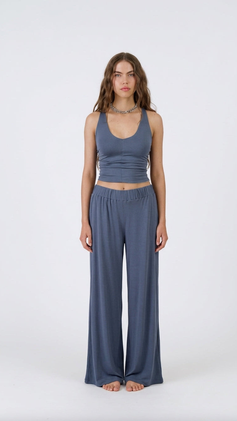 Reversible Bamboo Night Shade Top In Steel & Baby