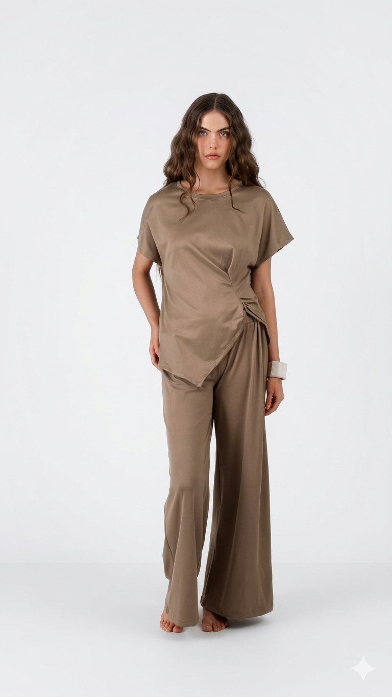 Knox Bamboo Relaxed Top In Brown