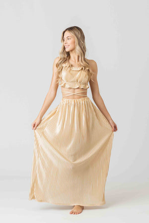 Malinao Boobtube in Gold Satin