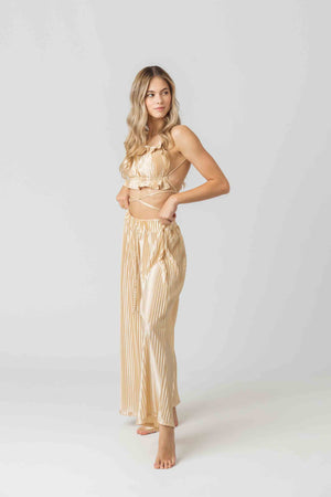 Malinao Boobtube in Gold Satin