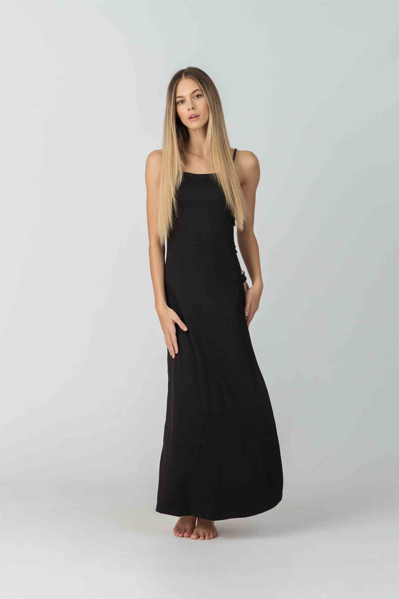 Reversible Olympia Beach Dress in Black & White Bamboo