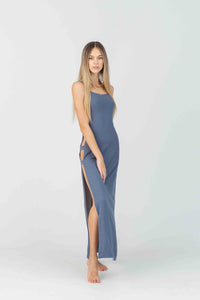 Reversible Olympia Beach Dress in Dusty Blues Bamboo