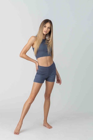 Reversible Bike Short in Dusty Blues Bamboo
