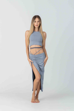 Reversible Crop in Dusty Blues Bamboo