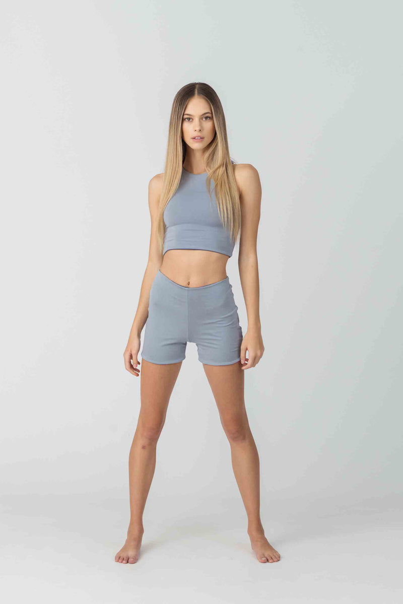 Reversible Bike Short in Dusty Blues Bamboo