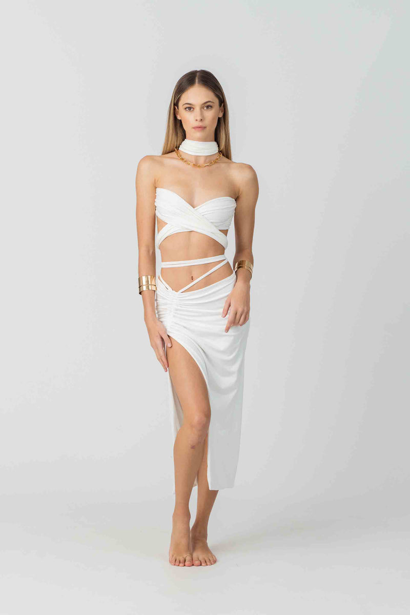 Venus Skirt in White Bamboo