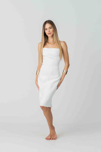 Santa Fe Dress in White Ramie