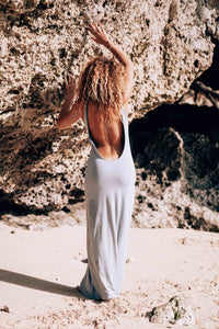 Reversible Low Back Dress in Dusty Blues Bamboo