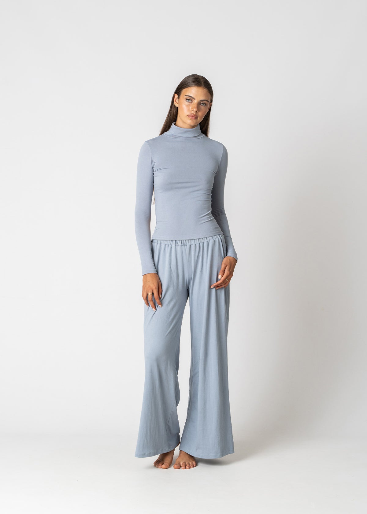 Bamboo Turtleneck In Baby Blue