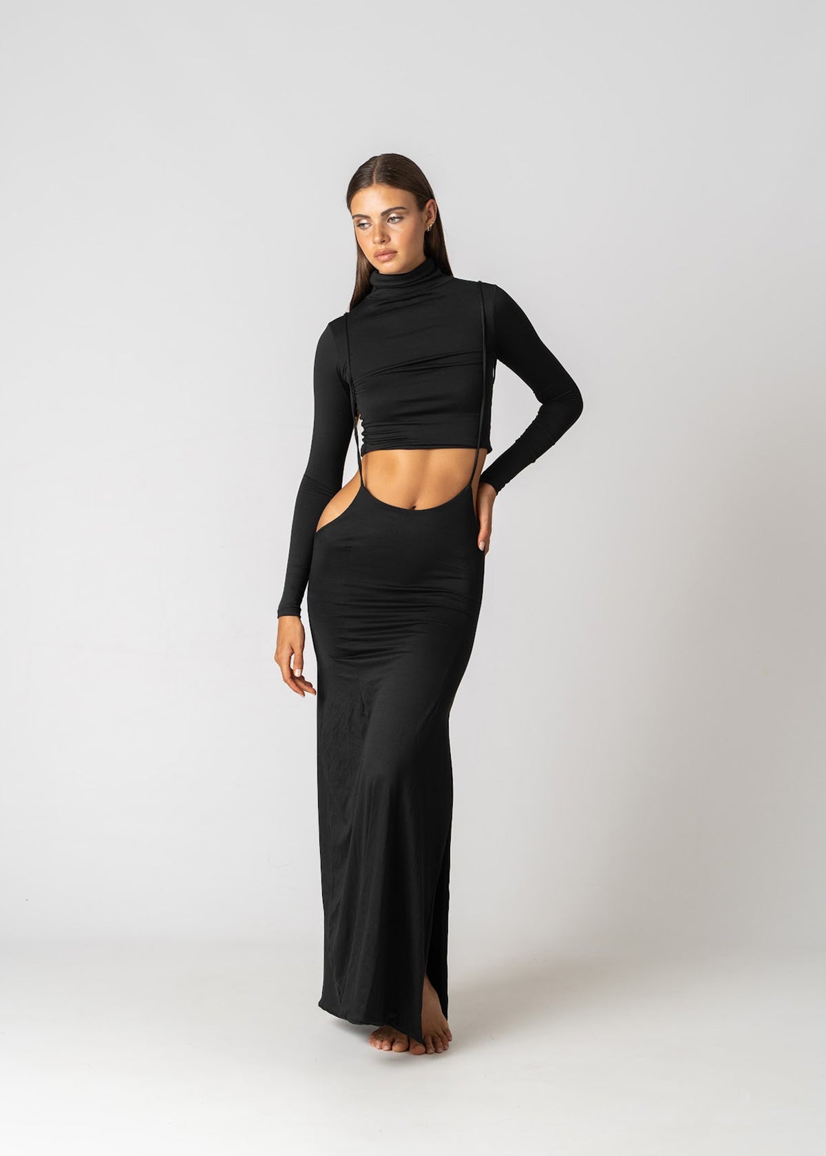 THERMO Turtleneck Top In Black Bamboo