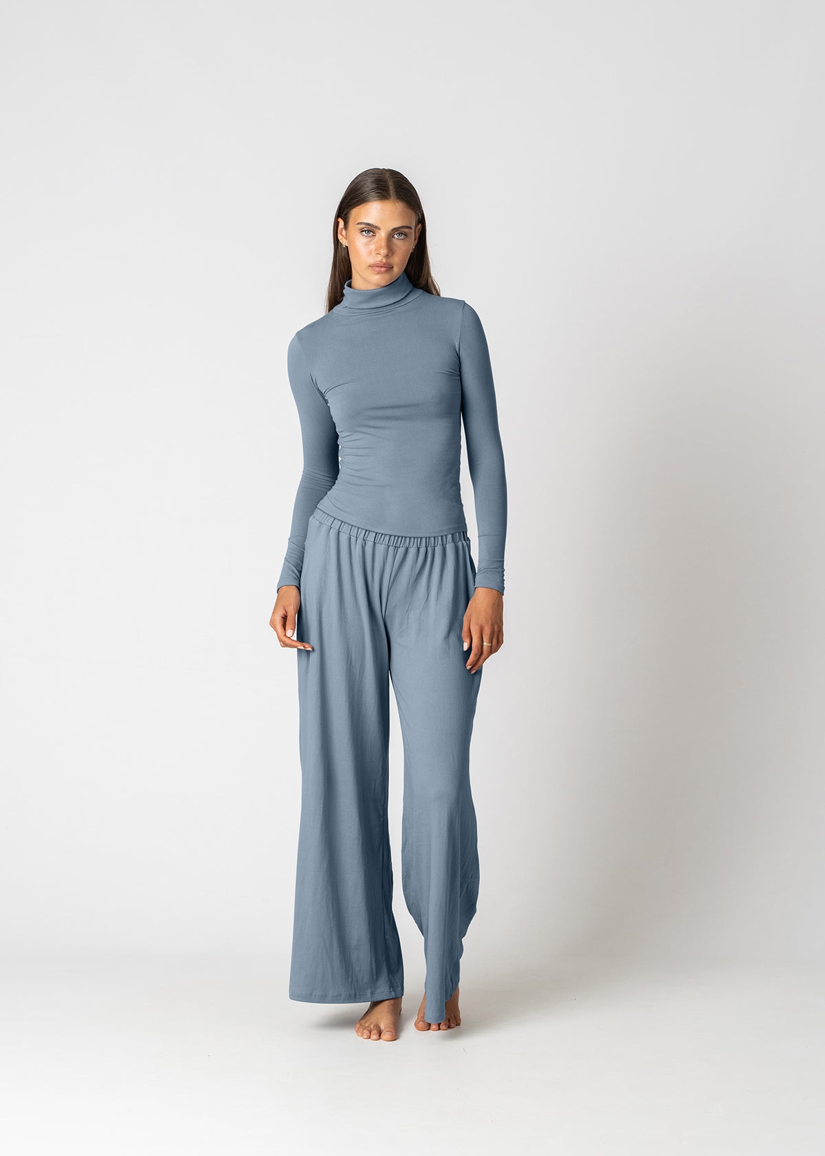 THERMO Turtleneck Top In Steel Blue