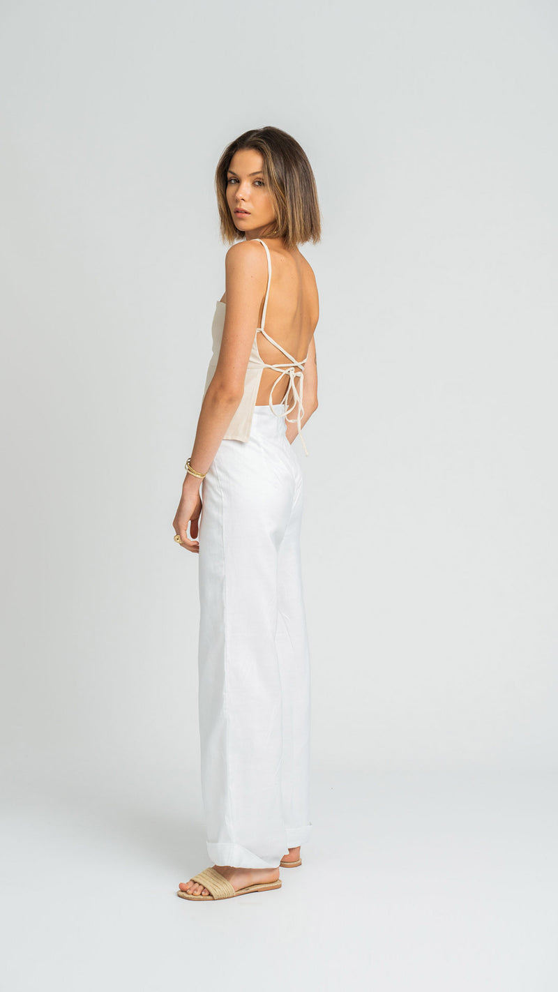 Santa Fe Top in Stone Linen