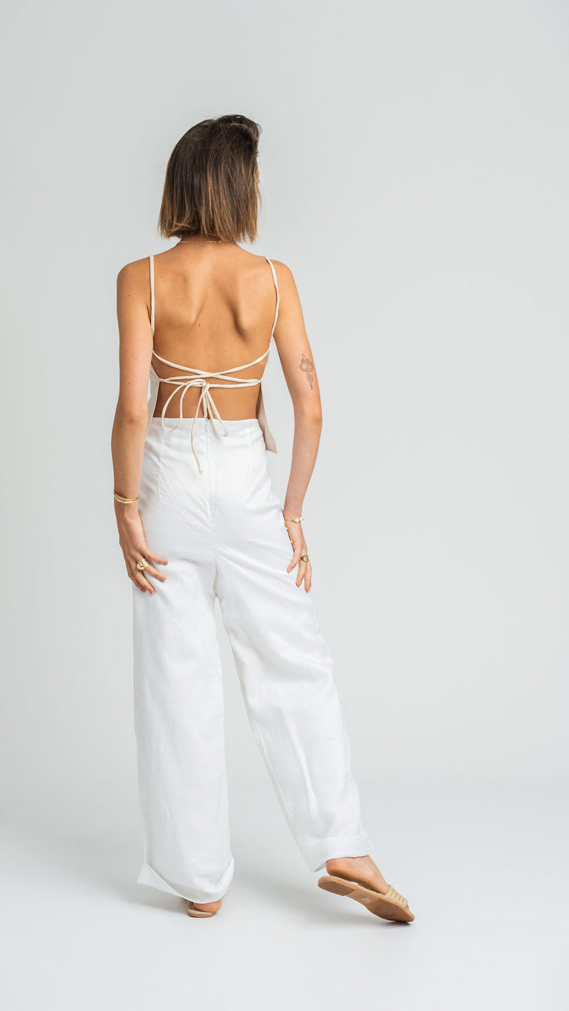 Santa Fe Top in Stone Linen