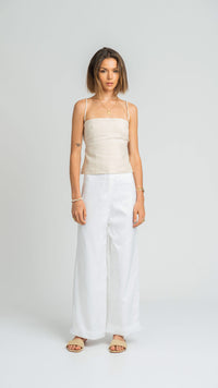 Santa Fe Top in Stone Linen