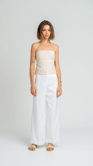 Santa Fe Top in Stone Linen