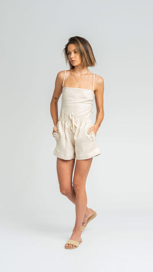 Santa Fe Top in Stone Linen